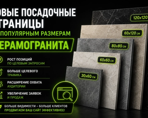 Новые посадочные страницы по популярным размерам керамогранита